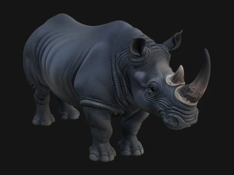 Gergedan Heykeli Tasarımı 10 - 3D Baskı Modeli 3D Baskı Modeli