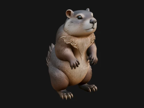 Design de est&aacute;tua de marmota 11 - modelo de impress&atilde;o 3D Modelo de Impressão 3D