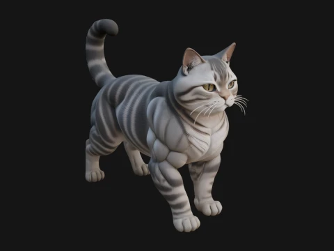 집 고양이 동상 디자인 1 - 3D 인쇄 모델 3D 프린트 모델