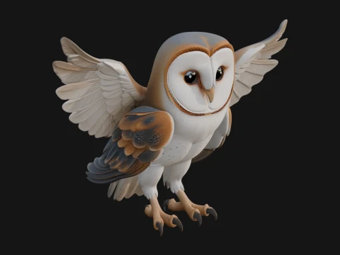 Barn Owl Bird Statue Design 1 - 3D Print Model 3D Print Model