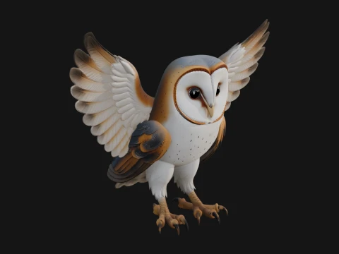 Barn Owl Bird Statue Design 2 - 3D Print Model 3D Print Model