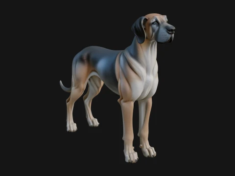 B&uuml;y&uuml;k Dane K&ouml;pek Heykeli Tasarımı 1 - 3D Baskı Modeli 3D Baskı Modeli