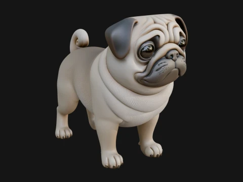 Pug Dog Statue Design 1 - 3D Print Model 3D Print Model