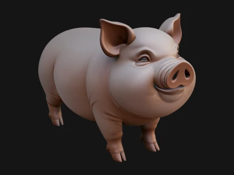 농장 돼지 동상 디자인 1 - 3D 인쇄 모델 3D 프린트 모델