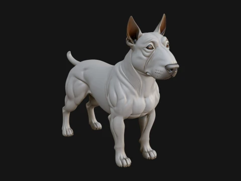 Bull Terrier Dog Statue Design 1 - 3D Print Model 3D Print Model