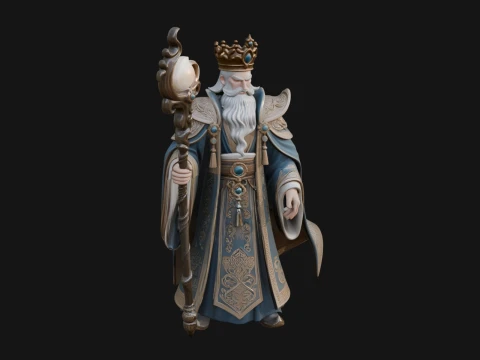 Projeto 21 da est&aacute;tua do rei barbudo coroado - modelo de impress&atilde;o 3D Modelo de Impressão 3D
