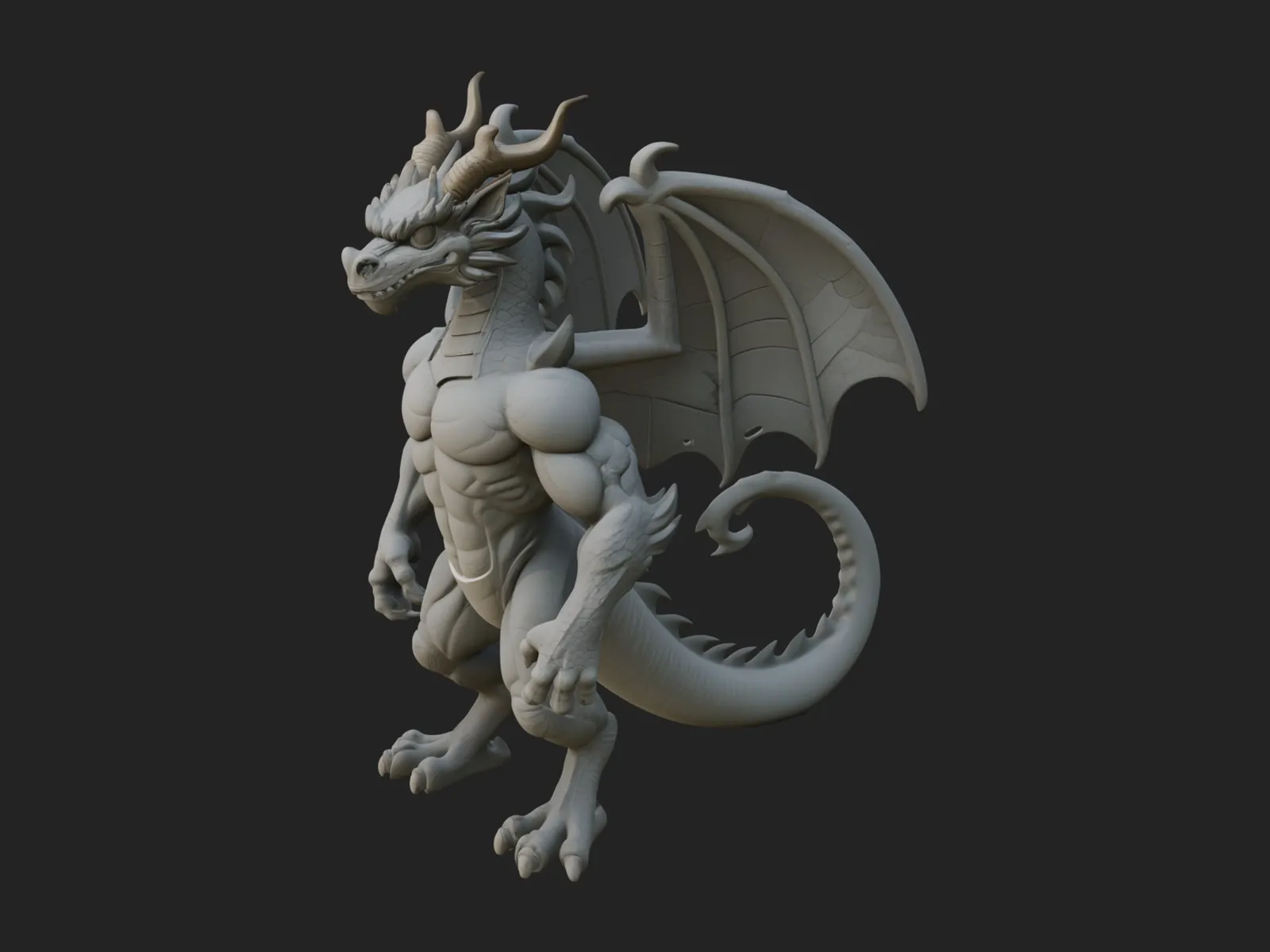 Winged Dragon Demon Statue Design 23 - 3D Print Model 3D Print Model .c4d .max .obj .3ds .fbx .stl .blend 
