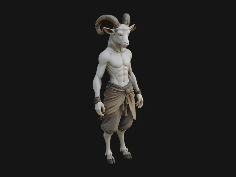 Beastman with Goat Head Statue Design 6 - 3D Print Model 3D Print Model