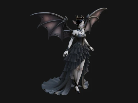 Winged Vampire Queen Statue Design 1 - 3D Print Model Modèles 3D en vedette