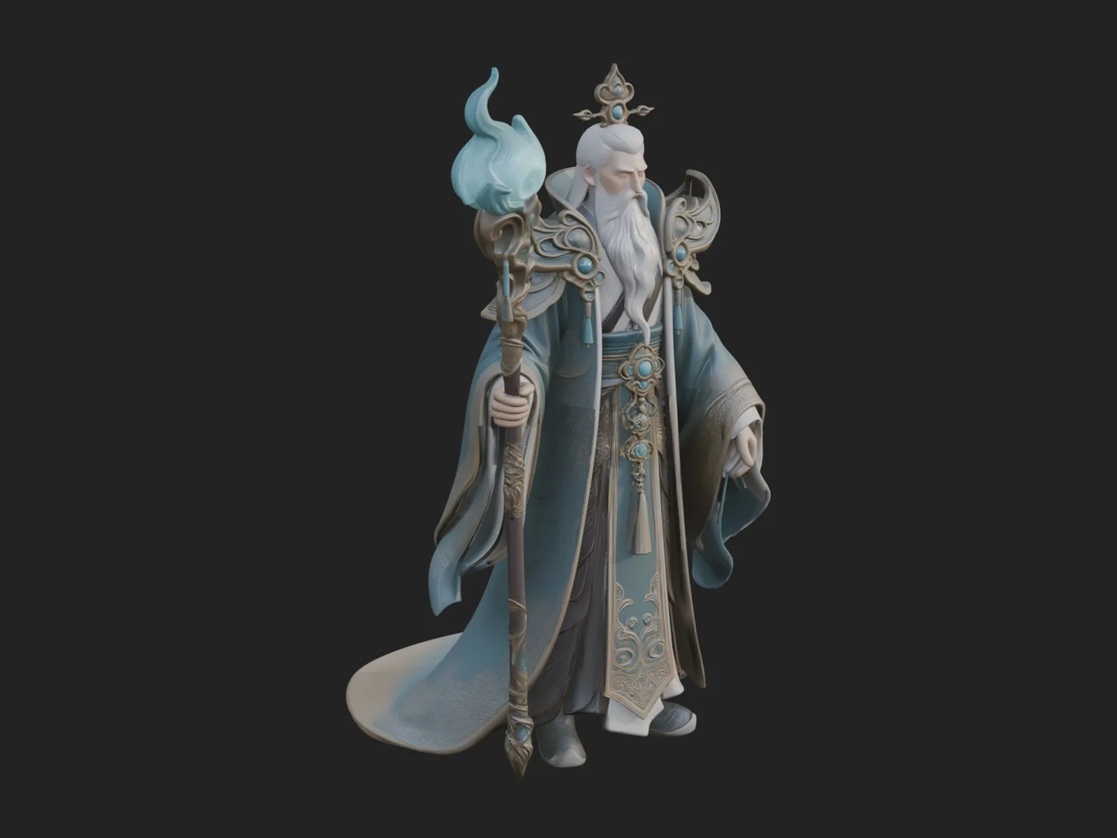 Elven High Mage Statue Design 12 - 3D Print Model 3D Print Model .c4d .max .obj .3ds .fbx .stl .blend 