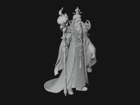 Elven High Mage Statue Design 12 - 3D Print Model 3D Print Model