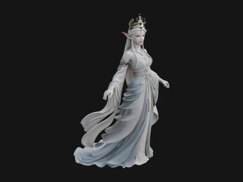 Elven Queen Statue Design 15 - 3D Print Model Modelo de Impressão 3D