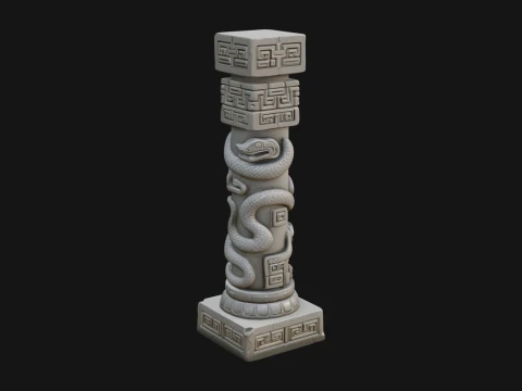 Oriental Stone Column Design 19 - 3D Print Model 3D Print Model