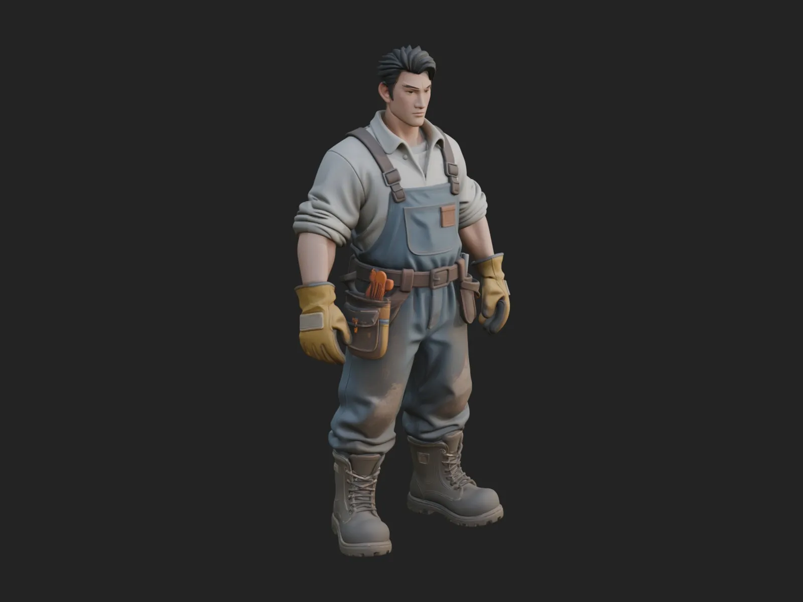 Construction Worker Statue Design 7 - 3D Print Model 3D Print Model .c4d .max .obj .3ds .fbx .stl .blend