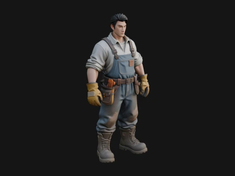 Construction Worker Statue Design 7 - 3D Print Model 3D Print Model
