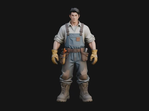 Construction Worker Statue Design 7 - 3D Print Model 3D Print Model