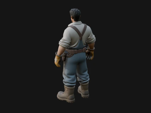 Construction Worker Statue Design 7 - 3D Print Model 3D Print Model