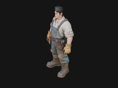 Construction Worker Statue Design 7 - 3D Print Model 3D Print Model