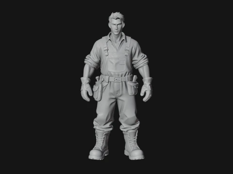 Construction Worker Statue Design 7 - 3D Print Model 3D Print Model