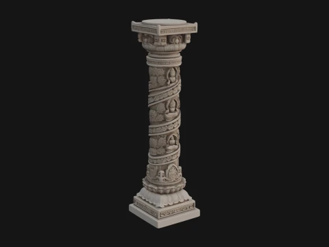 Oriental Stone Column Design 20 - 3D Print Model 3D Print Model