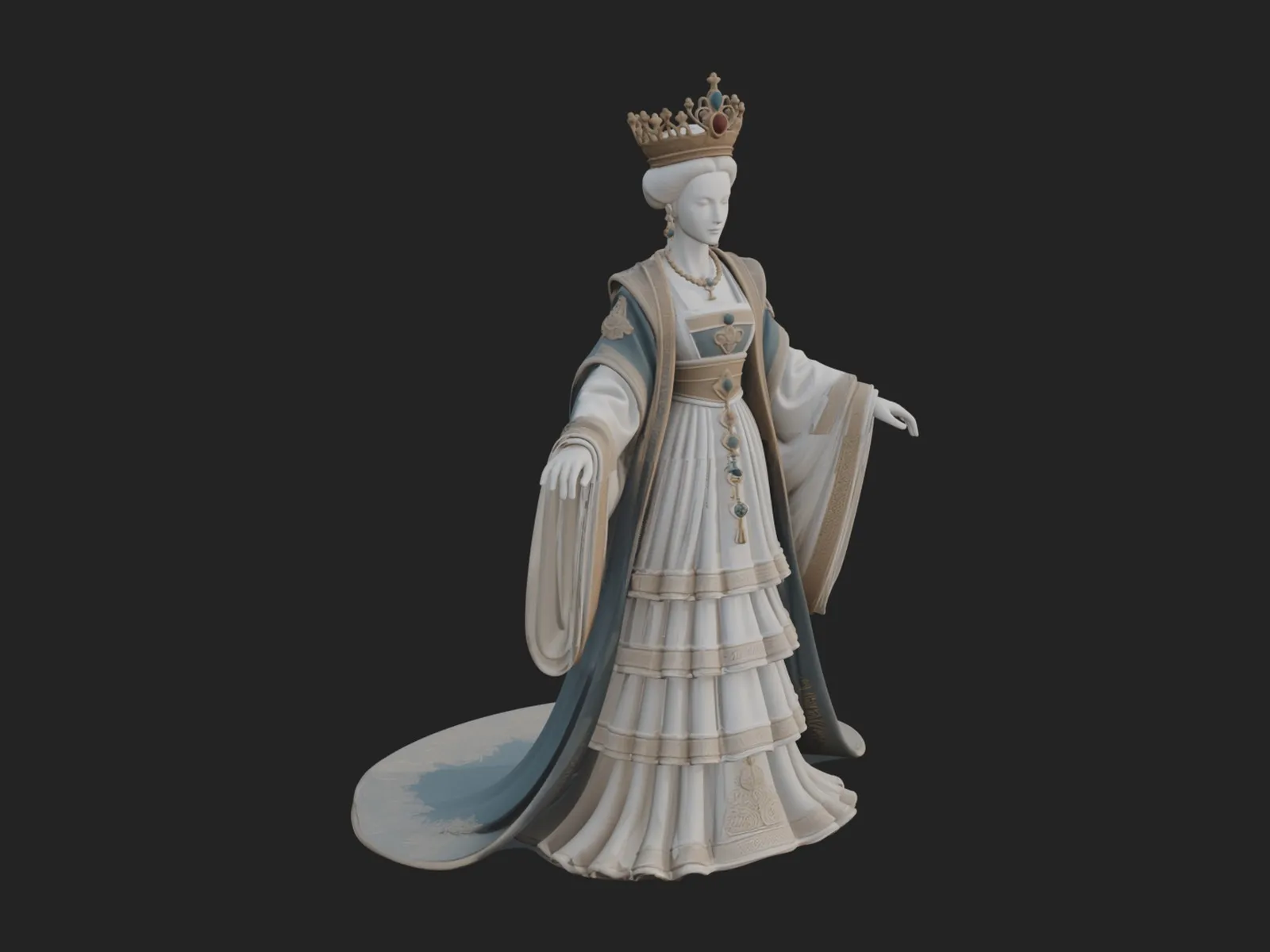 Crowned Royal Queen Statue Design 5 - 3D Print Model 3D Print Model .c4d .max .obj .3ds .fbx .stl .blend 
