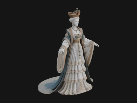 Crowned Royal Queen Statue Design 5 - 3D Print Model Modelo de Impressão 3D