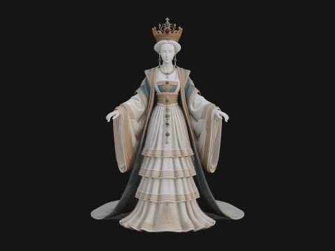 Crowned Royal Queen Statue Design 5 - 3D Print Model 3D Print Model
