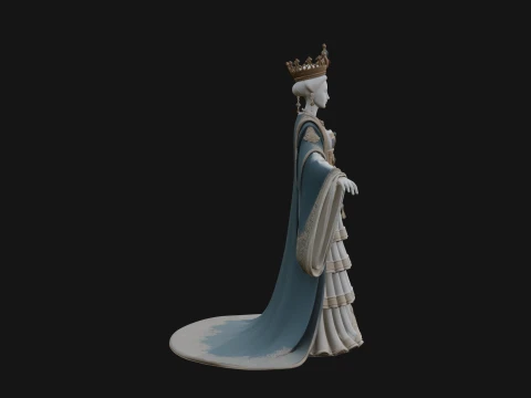 Crowned Royal Queen Statue Design 5 - 3D Print Model 3D Print Model