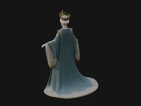 Crowned Royal Queen Statue Design 5 - 3D Print Model 3D Print Model