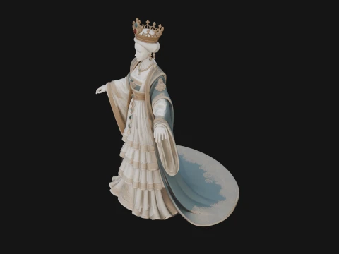 Crowned Royal Queen Statue Design 5 - 3D Print Model 3D Print Model