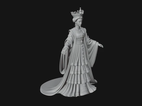 Crowned Royal Queen Statue Design 5 - 3D Print Model 3D Print Model
