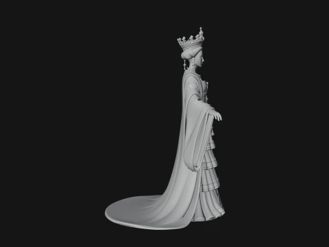 Crowned Royal Queen Statue Design 5 - 3D Print Model 3D Print Model