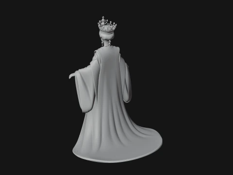 Crowned Royal Queen Statue Design 5 - 3D Print Model 3D Print Model