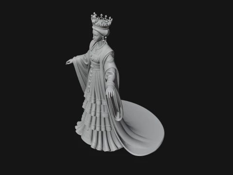 Crowned Royal Queen Statue Design 5 - 3D Print Model 3D Print Model