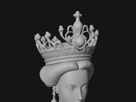 Crowned Royal Queen Statue Design 5 - 3D Print Model 3D Print Model