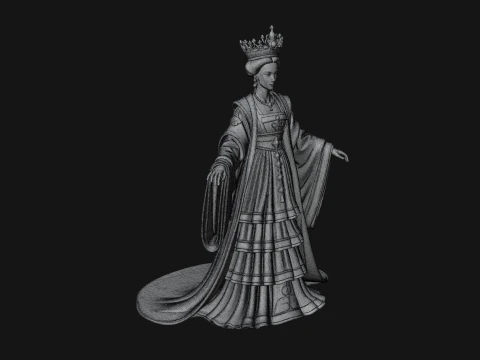 Crowned Royal Queen Statue Design 5 - 3D Print Model 3D Print Model
