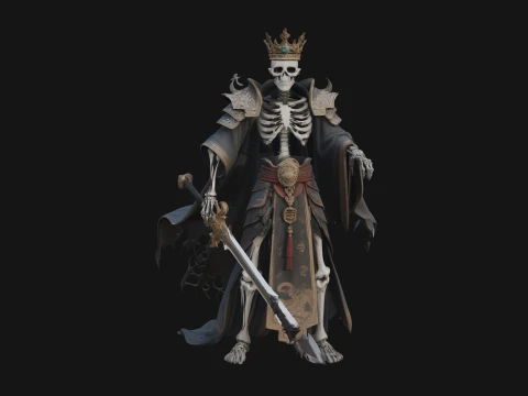 Crowned Skeleton King Statue Design 17 - 3D Print Model 3D Print Model