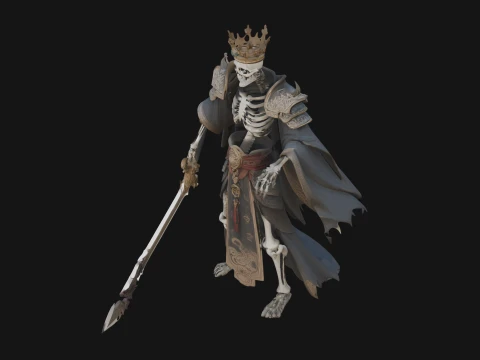 Crowned Skeleton King Statue Design 17 - 3D Print Model 3D Print Model