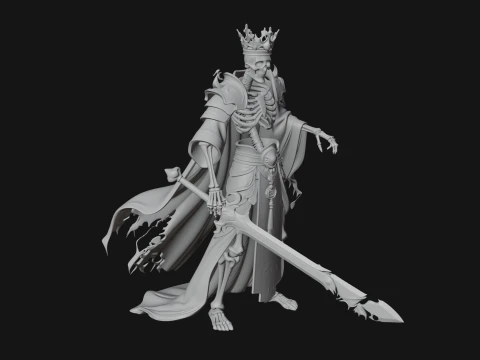 Crowned Skeleton King Statue Design 17 - 3D Print Model 3D Print Model