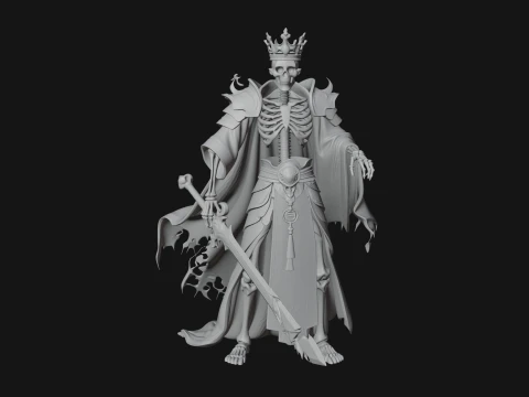Crowned Skeleton King Statue Design 17 - 3D Print Model 3D Print Model