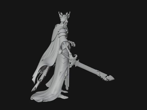 Crowned Skeleton King Statue Design 17 - 3D Print Model 3D Print Model