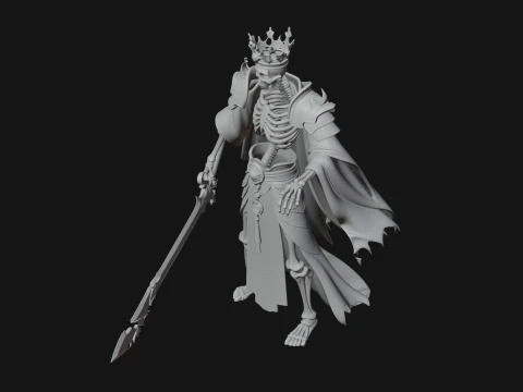 Crowned Skeleton King Statue Design 17 - 3D Print Model 3D Print Model
