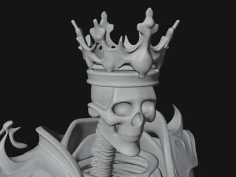 Crowned Skeleton King Statue Design 17 - 3D Print Model 3D Print Model