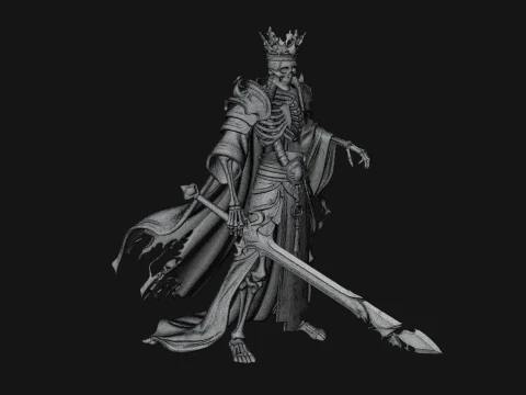 Crowned Skeleton King Statue Design 17 - 3D Print Model 3D Print Model