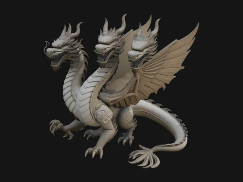 Multi Headed Hydra Statue Design 8 - 3D Print Model 3Dプリントモデル