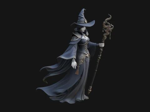 Witch Hat Sorcerer Statue Design 14 - 3D Print Model 3D Print Model
