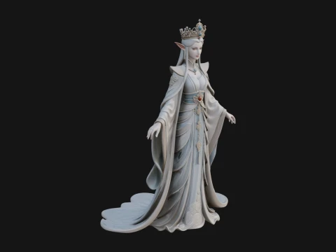 Elven Queen Statue Design 17 - 3D Print Model Modelo de Impressão 3D