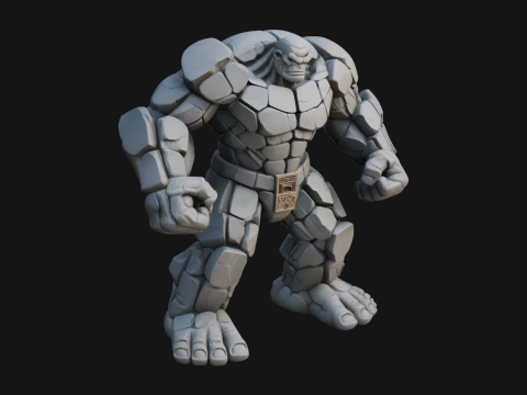 Stone Rock Golem Statue Design 4 - 3D Print Model 3D Print Model