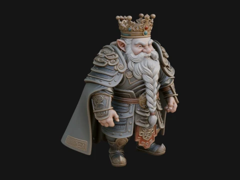 Crowned Dwarf King Statue Design 1 - 3D Print Model 3D Print Model