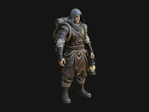 Hooded Ranger Statue Design 18 - 3D Print Model Modello di stampa 3D
